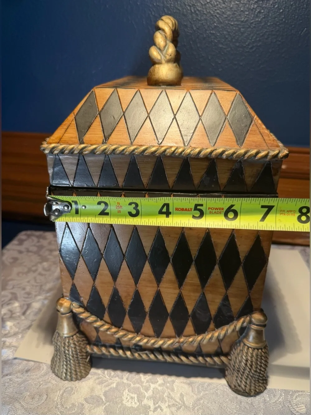 Decorative Resin Box Resembling Maitland-Smith Box Harlequin Style Box with Lid